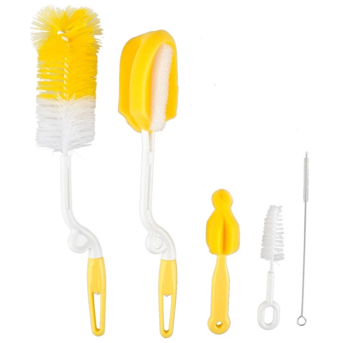 GOGOMART MOONBABY Set Peralatan Sikat Spons Pembersih Botol Dot Bayi 5pcs