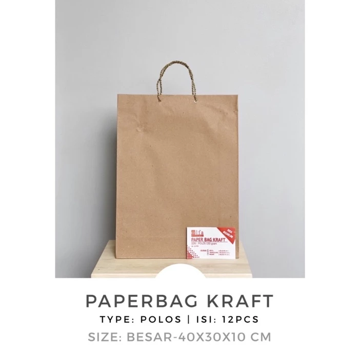 Paper Bag Polos / Tas Kertas Kraft Coklat Murah besar 40x30x10