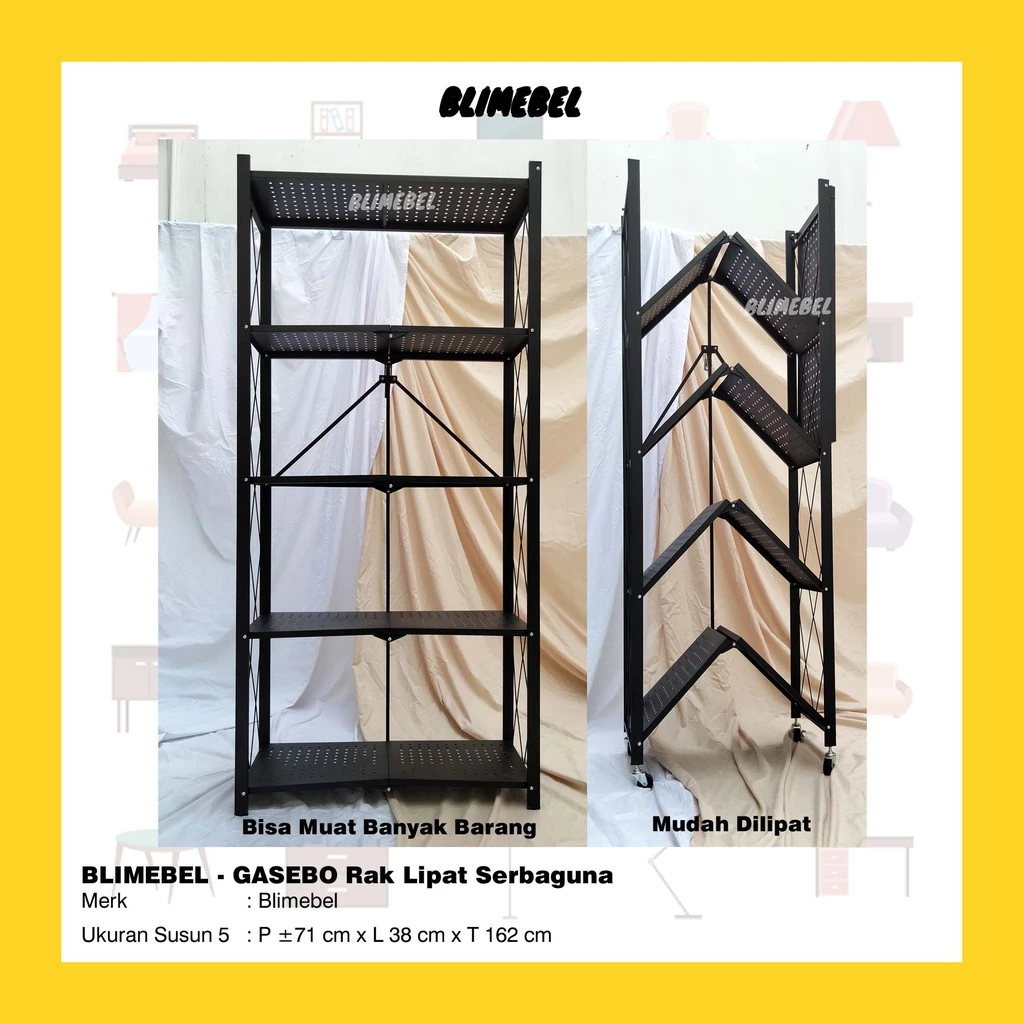 BLIMEBEL Rak Lipat Serbaguna GASEBO Susun 5 / Rak Dapur / Rak Belajar / Tempat Penyimpanan