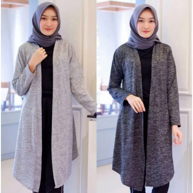 Long Cardigan Panjang Rajut Wanita Fashion Muslim Kardigan Cardi Cardy Outer Tebal Polos Atasan Cewe