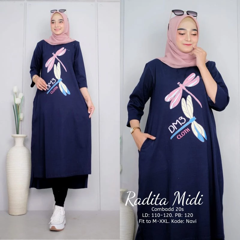 Midi Murah Berkualitas Bahan Combad Lembut Nyaman Dan Menyerap.Motif Sablon Print Original Kalalova