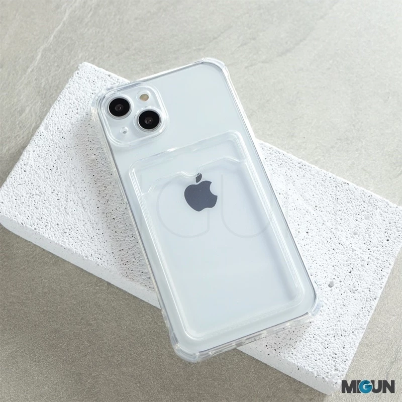 Transparent Card Slot Holder Softcase Fullcover for iPhone