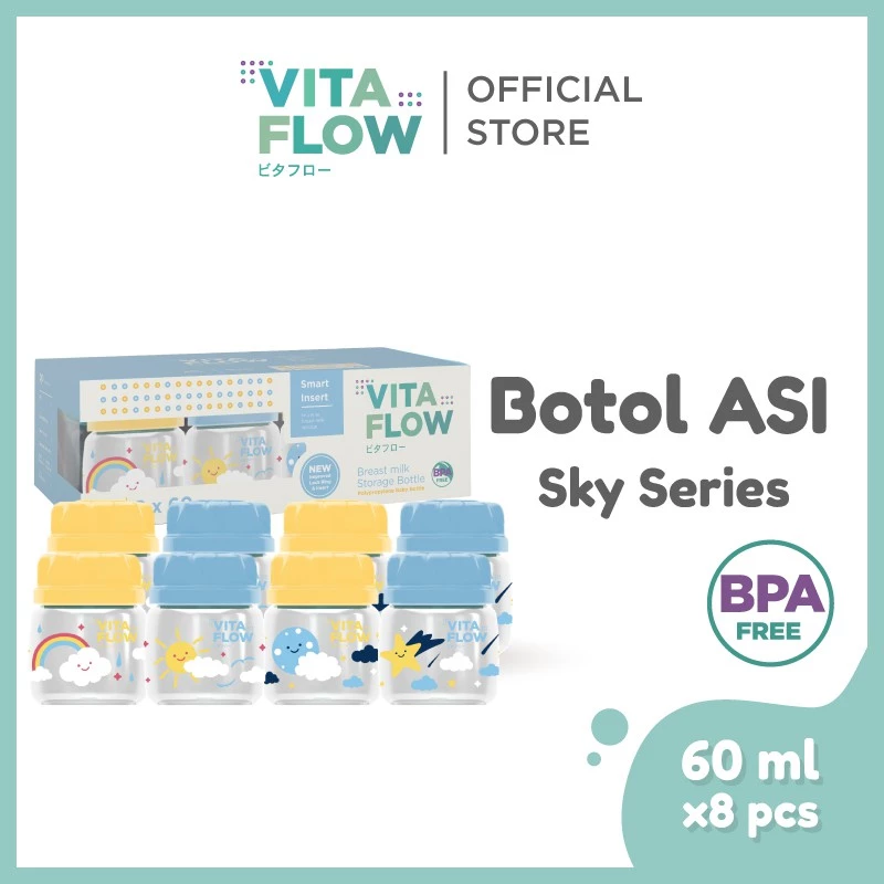 VITAFLOW Botol ASI 3in1 PP 60ml 1 Paket 8 pcs👶
