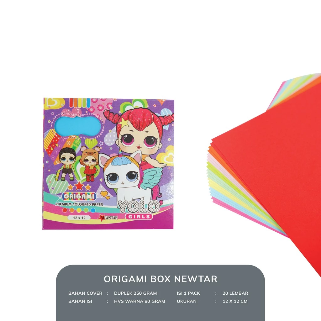 Kertas Lipat Origami Box Newstar 12x12 cm – 2 Sisi Berwarna