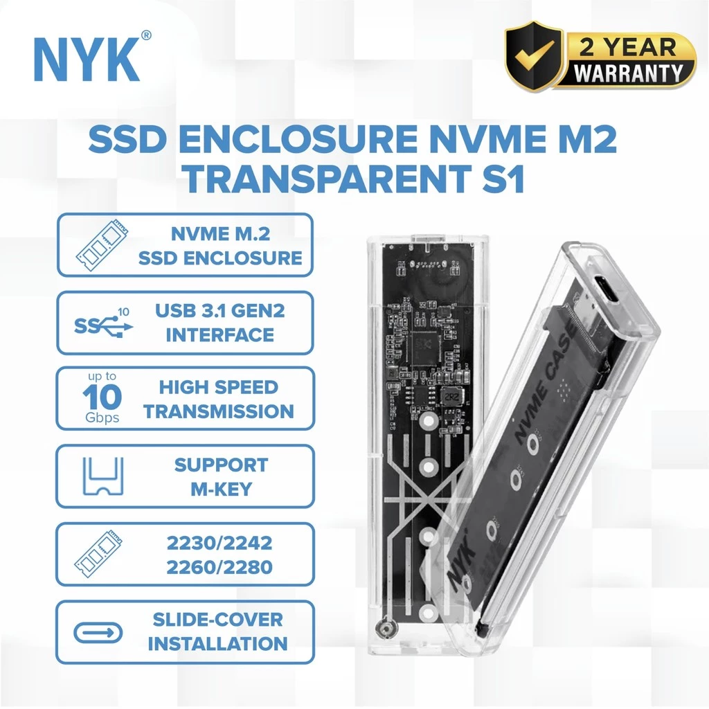 NYK Case SSD M2 NVME External transparant S1 COD