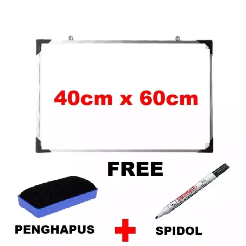 Papan Tulis Whiteboard 40x60 Free Spidol Dan Penghapus