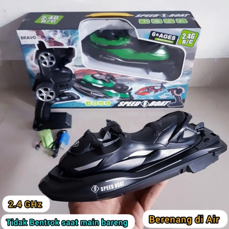 Mainan Perahu Jetski Remote Control - Kapal RC Speed Boat Jet Ski Motorboat Motor Air Remot Kontrol Ship 2.4 Ghz Batre Cas Anak Edukatif