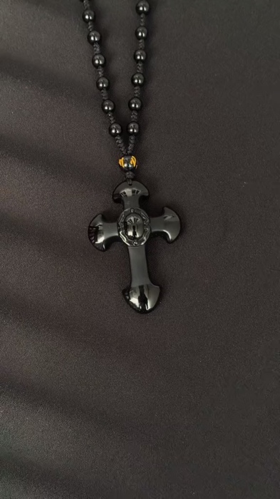 Kalung Salib Batu Obsidian #kalungsalib #salib #kalung #kristen #katolik