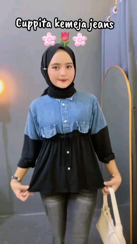 cuppita kemeja jeans #CuppitaKemejaJeansMixRayon #cuppitakemeja #kemejajeans #atasanwanita #atasankekinian #fyp
