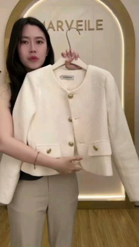 [Marveile 1 Bryle Tweed Blazer / Korean Top Blazer#atasanwanita #cantik #kekinianbanget #yourfashion08 #live