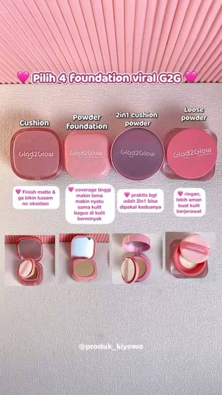 foundation mana nih favorit kalian #TermurahDiShopee #PromoNontStop #foundation #glad2glow #cushion #powderfoundation #bedaktabur #loosepowder