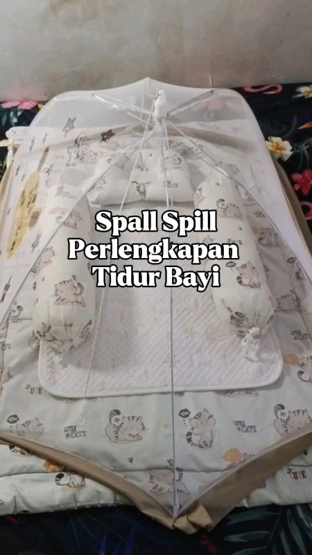 Persiapan perlengkapan mau tidur🤗 #bedcoverbayi #kelambubayi #alasompolbayi #perlengkapanbayi