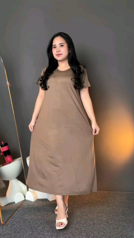 Rekomendasi long dress basic bahan melar adem #dress #dasterkekinian #homedress