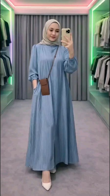 Mayza Dress Rayon Tangan Kerut A- Line Rayon #mayzadress #dressrayon #dresswanita #dressmuslim #racunshopeee
