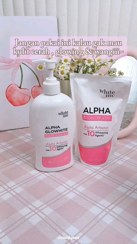 Alpha glowhite body lotion + Body wash #whiteinc #whiteinc_id #alphaglowhite #alphabodywash #alphaglowhiteinc #alphabodywashwhiteinc #RacunShopee