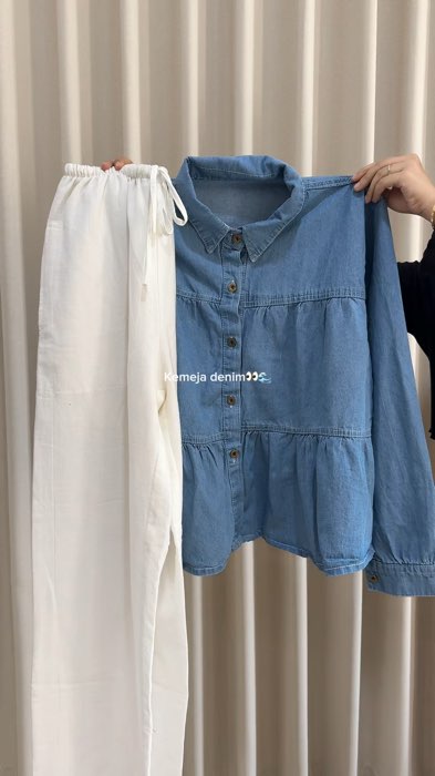 #kemejadenim #OOTDFashionShopee