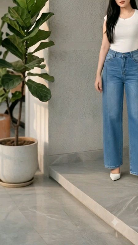 #highwaistjeans #celanadenimwanita #fashionwanita #jeanskorea #ootdwanita #celanapanjangwanita #widelegwanita #kulotdenim #celanakekinian