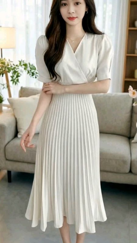 Baju Midi Dress Formal Putih Wanita Kekinian Kondangan Party Dress Press Body Pesta Mewah Elegan Simple Korean Style