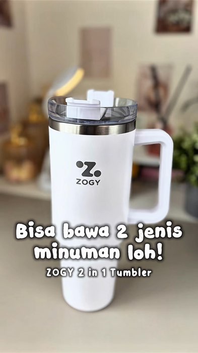 Solusi banget nih kalau mau bawa 2 jenis minuman 🥳🎉🎉 #tumbler #tumblerstainless #botolminum #tumbler2in1