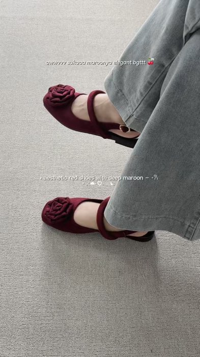 warna maroon nya cakep bgt ih #flatshoes #shoes #RacunShopee #spillbawahberkah #shopeevideo #GratisOngkirRP0