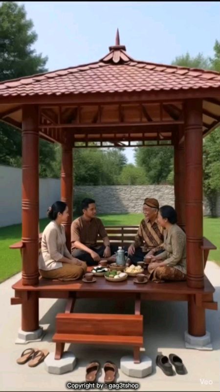 Gazebo kayu kuat, kokoh, tahan lama. #gazebojati #gazebominimalis #gazebotaman #shoppeevideo