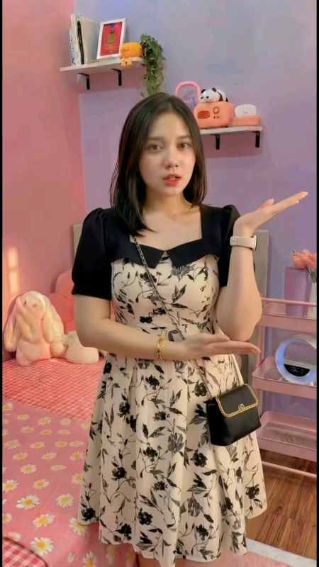 Best Seller Dress Floral Kerah Square Kotak Dress Maxi Panjang Dress Pesta Kekinian #ViralDiShopeeVideo #koreanstyle #ShopeeCOD #fyp