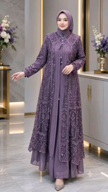 Rekomendasi gamis kondangan hiasan brokat #gamiskekinian #dresskondangan #gamisbrukat