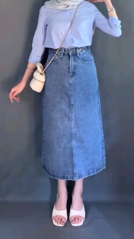 New Biru Highwaist Fashion Jeans Rok Wanita Korea Style#ShopeeLook #ShopeeBeautyHaul #shopeevideo #RacunShopeeCantik