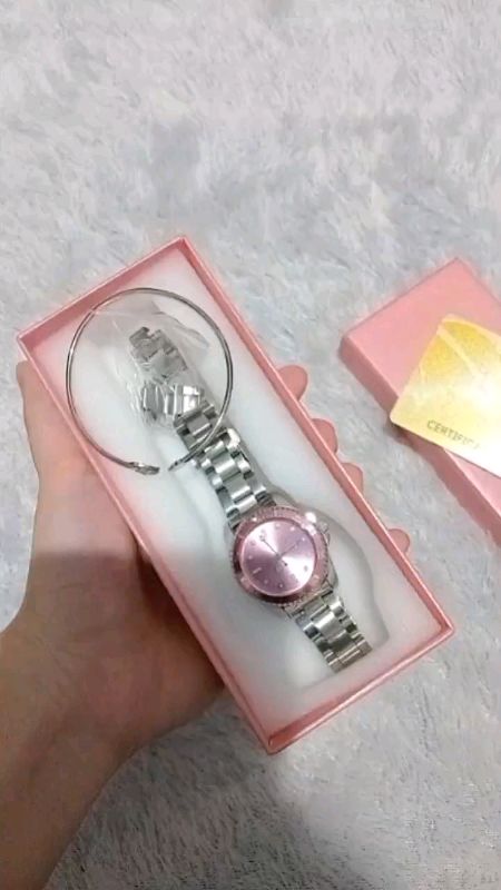 REBIRTH Jam Tangan Wanita Original Bisnis Mode Tali Stainless Steel Otomatis Date Anti#racunshopeemurah #bagusbangettt😍 #klikkeranjangorange👆🏻🛒✨
