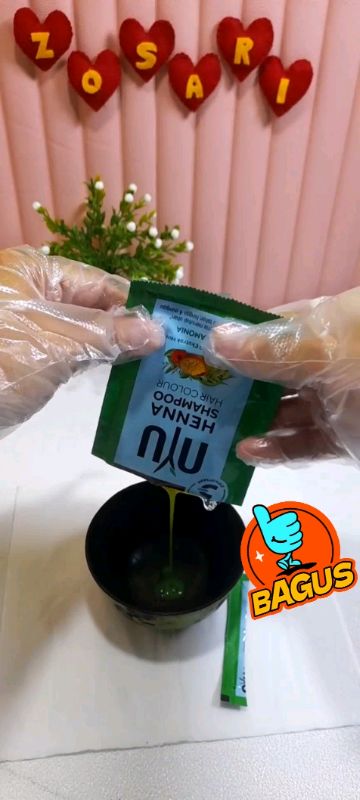 NYU Henna shampoo hair color box isi 4sachet #pewarnarambut #pewarnarambutalami