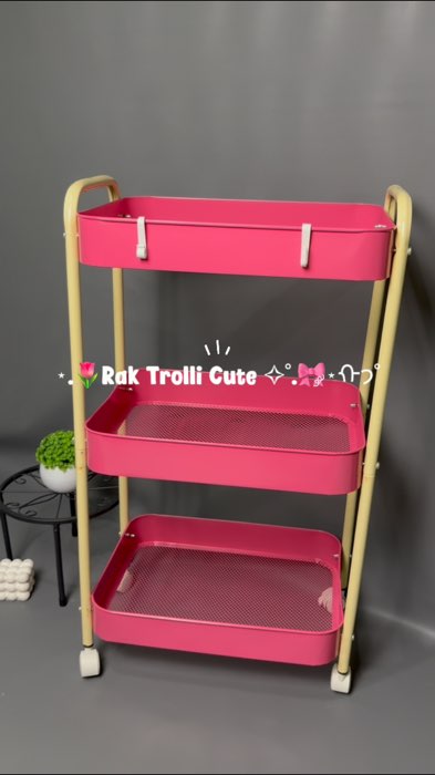 Rak Troli Pink Super Cakepp dan Aestethic ⋆｡‧˚ʚ🍒ɞ˚‧｡⋆ #gajiansale #promoguncang1010 #raktroli #raksusun #rakserbaguna #rakaestheticmurah