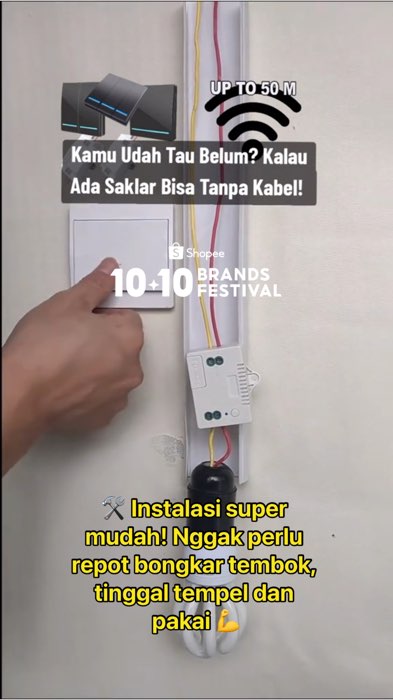 Solusi praktis untuk rumah modern! #SaklarWireless #SaklarTanpaKabel #SaklarLampu #SmartHome #RumahModern #TeknologiCanggih #CODinApa #ShopeeCOD