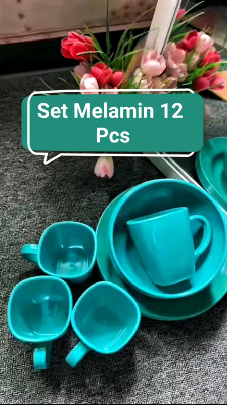 Satu Set Langsung Lengkap! Set Melamin 12 Pcs Wajib Punya#melamin #setmelamin #piringdangelas #RacunShopee