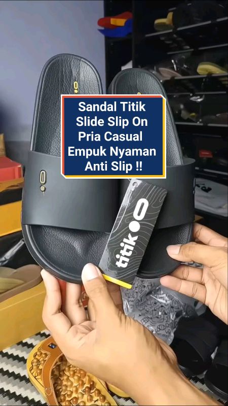 Sandal Titik Slide Slip On Pria Casual  Empuk Nyaman Anti Slip !! #sandal #sandalmurah #sandalpria #sandalkaret #ShopeeCOD