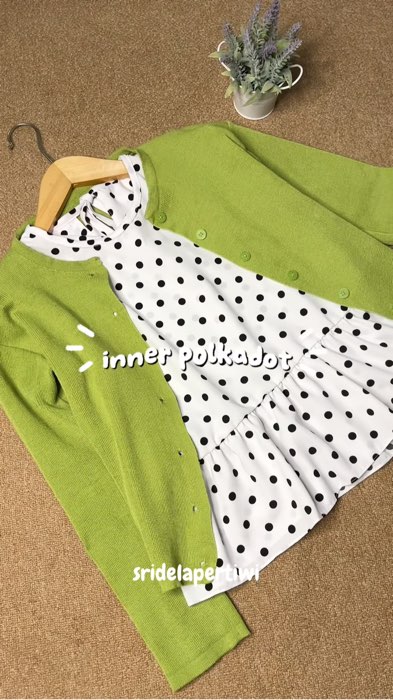 #PromoNonStop #RacunShopee #FashiondiShopee #blousepolkadot #innerpolkadot #cardiganoutfit #cardiganrajut