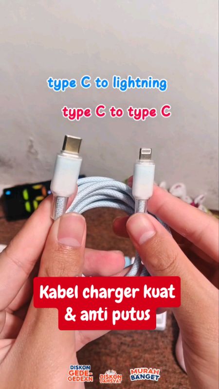 kabel charger type C to Type C , Type C to Lightning #RacunShopee #bellstar #kabelchargertypec #kabelchargerlightning