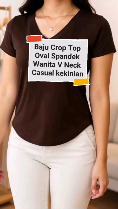 Baju Crop Top Oval Spandek Wanita V Neck Casual Kekinian#bajucroptopwanita #CODinAp #DiskonRacunShopee #DiskonRacunShopee #ViralDiShopeeVideo#fypシ