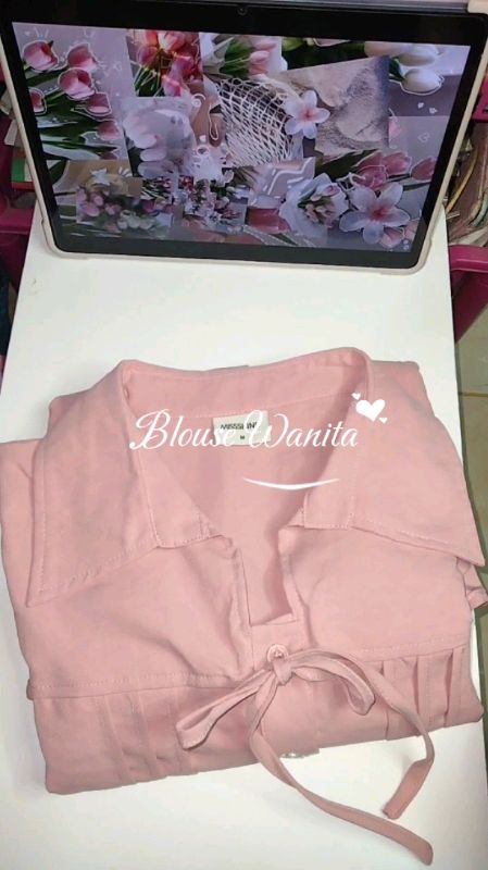 asli warna pinknya cantik bangett 😍💖#blousewanita #atasanwanita #shoopevideo #RacunShopee #blousekoreanstyle