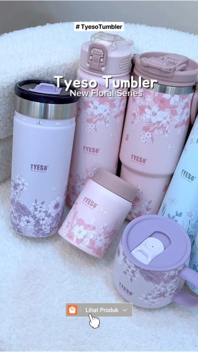 #TyesoTumbler floral blush collection! 100% ORIGINAL Checkout di keranjang orange ada diskon! #RacunShopee #SpillBawaBerkah #ViralDiShopeeVideo #tyeso