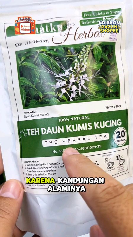 Teh Herbal Daun Kumis Kucing #tehherbal #daunkumiskucing #tehdaunkumiskucing #anyanganyangan #Diskon40RB #Diskon30RB #GratisOngkirRP0 #ShopeeCOD #cod
