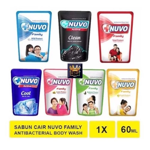 SBM ~ NUVO FAMILY LIQUID ANTI BACTERIAL SABUN MANDI CAIR 60 ml BODY WASH POUCH