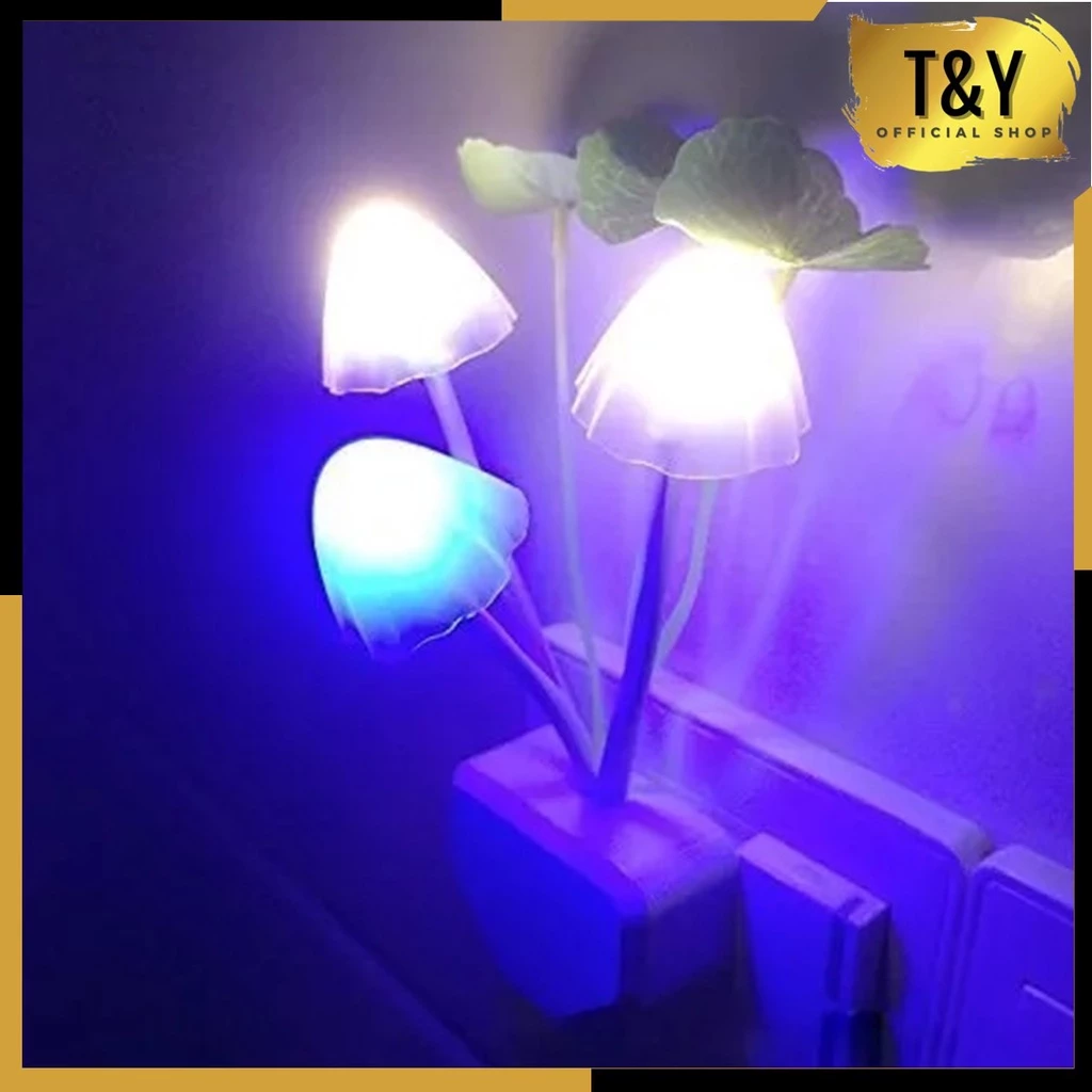 T&Y Lampu Tidur Jamur Avatar Sensor Mini Mushroom Lamp LED Night Lampu Hias Kamar Colokan Dinding Warna Unik