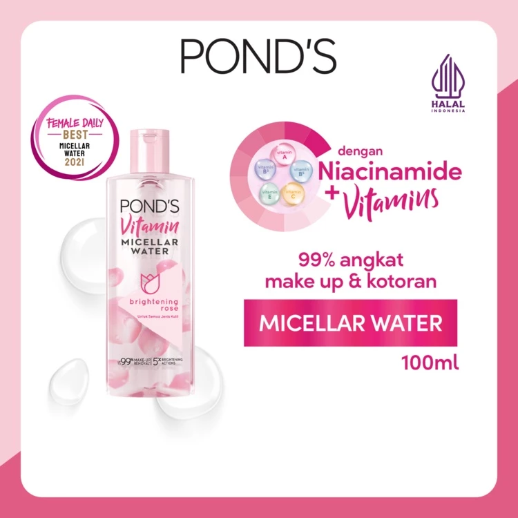 POND'S Micellar Water Brightening Rose dengan Niacinamide dan Vit C 100ml