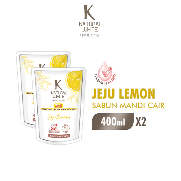 K Natural White Sabun Mandi Cair Jeju Lemon Pouch 400 ml x2