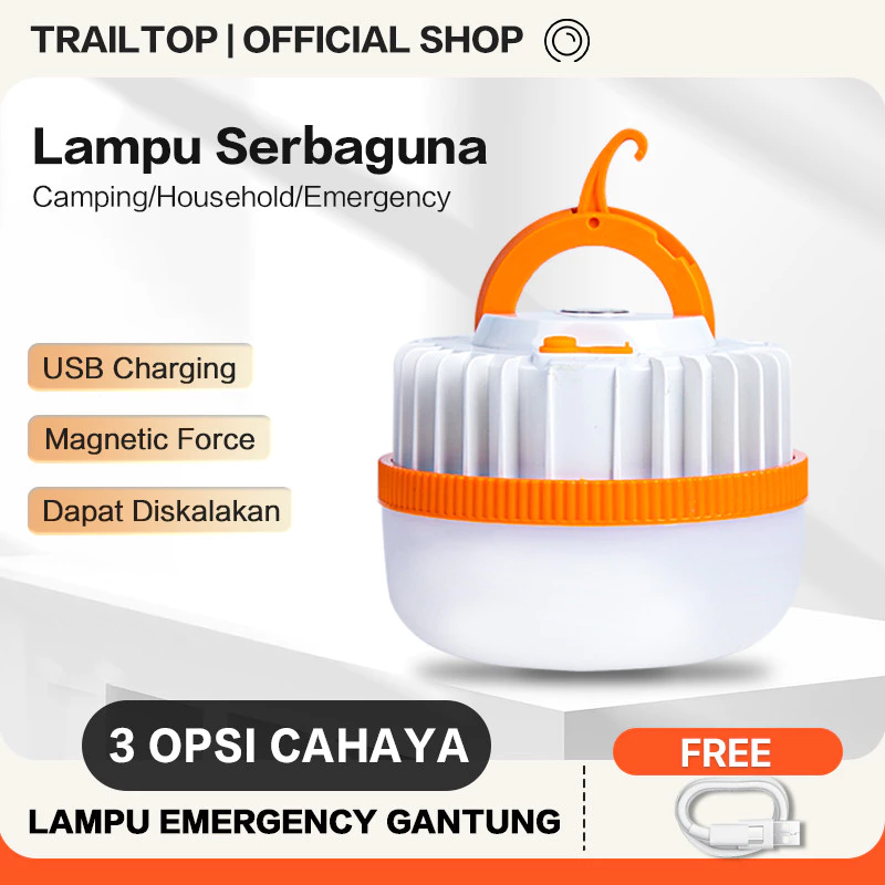 TrailTop Lampu Camping LED Lampu Emergency Super Terang Tahan 6-8 Jam Charger Type-C