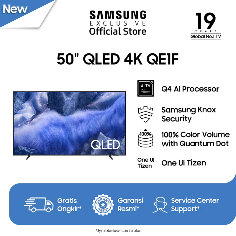 [Online Exclusive] Samsung Smart TV 50" QLED 4K QEF1 | Q4 AI Processor | Samsung Knox Security | QA50QEF1AKXXD