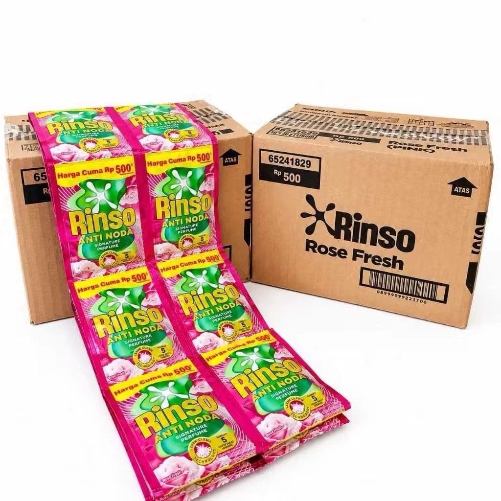 1 Dus Deterjen Cair Rinso 20g Anti Noda Aroma Lembut Paket Hemat