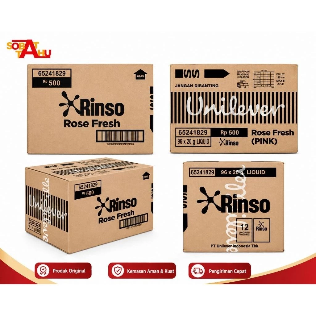 RINSO Cair Sachet 1 Dus Isi 96 Sachet Kemasan 500an Berat 18 ML