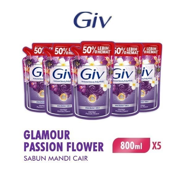 Giv Beauty Sabun Mandi Cair Ungu Pouch 800 ml x5