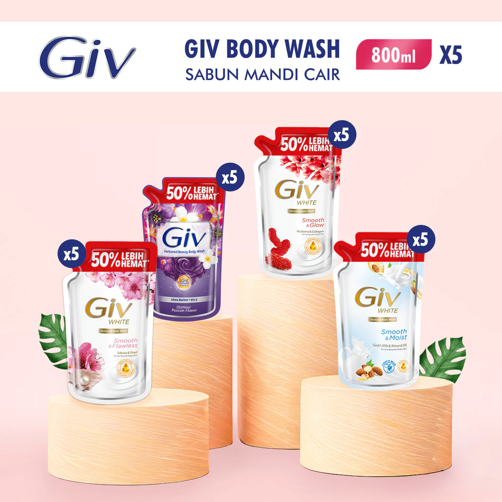 Giv Sabun Mandi Cair Pouch 800 ml x5